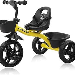 Qumon Arrow Premium Plug N Play Kids Tricycle for Toddlers Ages 1-5 Years with EVA Wheels, Adjustable Seat, 3 Point Safety Harness, Heavy Duty Frame (Capacity 30kg) (Lemon Green)-image-93