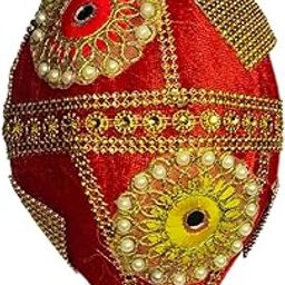 Premium Shagun Nariyal for Weddings & Ceremonies - Ideal for Roka, Engagement, & Gifting | Handcrafted Coconut with Decorative Cover - Length: 17cm, Width: 10 cm-31