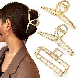 Stvin 3 Pcs Metal Hair Clutch for Women, Korean Hair Catch Claw Clips, Large Big Jaw Clamps Strong Hold Barrette Butterfly, Stylish Accessories for Ladies and Girls-image-60