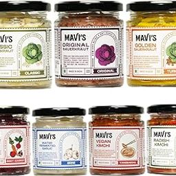 MAVI's Vegan Kimchi, Radish Kimchi, Water fermented garlic, Original Sauerkraut, Golden Sauerkraut, Beetroot Carrot Kraut, Classic Sauerkraut | MAVI's Combo Of 7 Ready to Eat Healthy Food - 200g Each-image-18