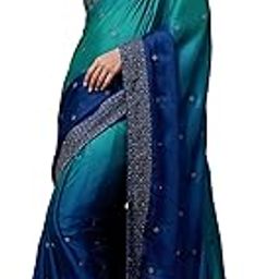 Women's Rangoli Silk Embroidery Double Shade Saree with Blouse Piece (K973-Blue)-image-29