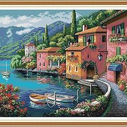 MERISHOPP®Stamped Cross Stitch Kit Small Town Pattern Embroidery Crafts 52x44cm 14CT|Crafts | Needlecrafts & Yarn | Embroidery & Cross Stitch | Hand Embroidery Kits | Cross Stitch Kits-image-14