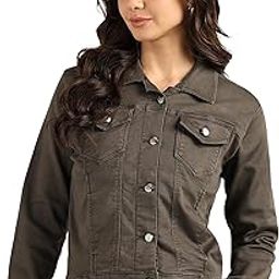 Women's Denim Color Trucker Jacket-image-89