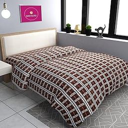 BREVARD Double Bed Woolen Fabric Checkered Design Quilt Cover/Duvet Cover/Rajai Cover/Blanket Cover for Winter (90X100 Inches, Brown)-image-68