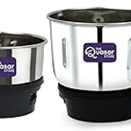 Combo Chutney Jar, Mixer Jar (180 Ml 400 Ml) Suitable For All Local & Branded Mixer Which Comes With 2 Lock & 4 Teeth Coupler - Silver-22