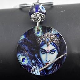 Lord Murli Manohar Krishna Evil Eye Charm Keychain for Men and Women-image-90