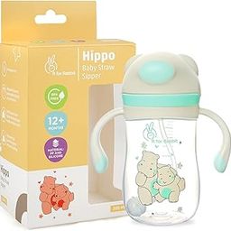 R for Rabbit Premium Hippo Baby Straw Sipper Bottle |10 fl oz | Anti Spill Sippy Cup with Soft Silicone Straw BPA Free & Non Toxic for Baby or Kids of 12 Months -(300 ml Green)-46