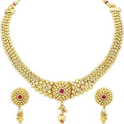 peora Rani Pink Gold Plated Elegant Choker Necklace with Earring Jewellery Set for Women Girls-picture-14