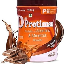 Pii D Protiman Health Supplement and Nutritional Protein Mix - Vegan Protein 20g, Sugar-Free, Immunity Booster, Chocolate Flavor, For Adults & Elders, Men & Women, 200g, Powder, 1 count, 7 Servings-picture-23