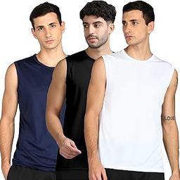 JANGOBOY Men's Dryfit Active Performance Solid Round Neck Sleeveless Polyester T-Shirt-image-83