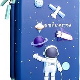 Kiddie Galaxia Branded 3D Space Design Embossed Eva Cover Pencil Case With Compartments, School Supply Organizer For Students, Stationery Box, Cosmetic Zip Pouch Bag (1 Unit, Canvas, Multicolor)-image-50