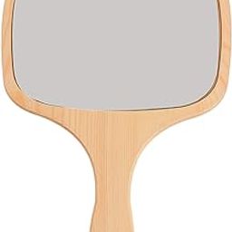 Wooden Handle Mirror Round Or Square Shape for Shaving Makeup & Grooming Portable Handheld Modern Beauty Hand Mirror with Hanging Dressing Table Travel Kit Or Bathroom (Square)-15