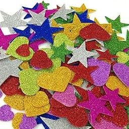 Eclet Glitter Foam Mixed Shaped Self Adhesive Stickers for Kids (Pack of 50)-picture-24