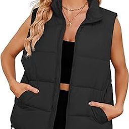 Womens Puffer Vest Sleeveless Puffy Vests for Women Collar Jacket Zipper Coat with Pockets-10