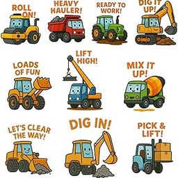 Peachy Pages Construction Vehicle Fridge Magnets for Kids – Set of 10 Cartoon Trucks & Machines – Educational Magnetic Toys for Toddlers & Preschoolers – Learning Gift for Boys & Girls-image-91