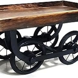 Doon Wooden Thela Trolley Tray – Handcrafted Wooden Serving Tray with Wheels | Thela Serving Cart for Dining Table, Snacks & Beverages | Serving Platter for Parties & Gatherings | Home Décor Accent-image-81