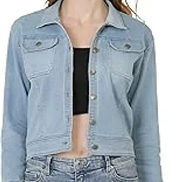 saakaa Women's Denim Light Blue Solid Jacket-picture-13