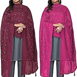 Chanderi Cotton Mirror Work Dupatta with Tassels & Latkans – Elegant-image-66