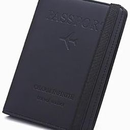 PU Leather Travel Wallet RFID Passport Holder for Women and Men, Exquisite RFID Blocking Wallet with Elastic Strap, Portable Passport Case for Business, Travel-35