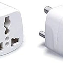 Kilo Cool HVAC Pack of 2 Universal Traveller Conversion Plug 3 Pin Socket Worldwide Adapter, Convert UK/US/EU/AU to India Power Adaptor 6 Amp-2