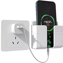 BLAXSTOC Wall Mounted Mobile Holder Storage Case for Remote, Wall Mounted Mobile Stand/Multi Purpose Stand with Hole for Phone Charging (White)-18