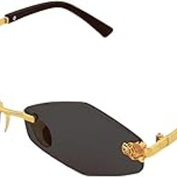 Rimless Unisex Sunglasses Retro Small Round Daimond Shape Frame Uv Protection Frameless Cheetah Sunglass-2