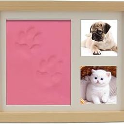 BABIES BLOOM Perfect Keepsake Picture Frame For Pet Lovers | Pet Paw Print Impression Kit (Brown Frame, Pink Clay)-image-47
