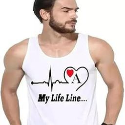 My Life Line A Print Vest for Men and Boys || Gym Vest || Sports Vest Men Vest Men Vest || Vest for Men|| White Color Vest|| White Color Sando for Men-image-14
