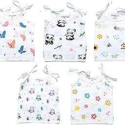 100% Cotton Muslin Knot Type Jabla | White Jhabla | Assorted Pack of 5 | for Boys & Girls | Summerwear Jabala | Sleeveless Vest | Baby Products | Cute animals | Knot-image-86