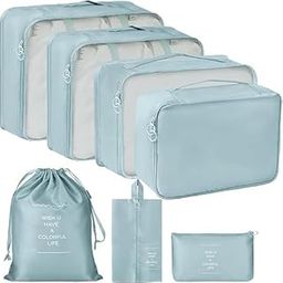 Homeybiz polyester 7 Set Packing Cubes Luggage Packing Organizers For Travel Accessories (sky blue)-image-7