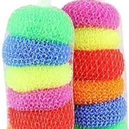 Vararo Plastic Bath Scrubber Sponge Pouf Body Scrubber| Bathing Round Loofah for Men and Women| Plastic Juna Loofah/Scrub | Set of 12 | Multicolour 2 Pairs of Each Colour-picture-33
