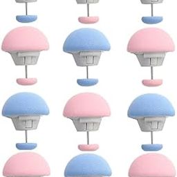Bed Sheet Clips Mushroom Duvet Cover Pins Holding Clips Non-Slip Cover Fixator Comforter Quilt Anti-Movement Bed Quilt Clamps with One-Key Unlock for Blanket Color Pink & Blue (Mix Pack of 12)-31