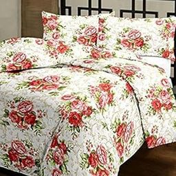 Craft Venture Cotton Flowers Print Single Bed Reversible AC Blanket (Gold and Red)-31
