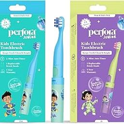 Perfora Electric Toothbrush For Kids | AAA Battery Powered Electric Brush, 90 Day Battery Life | 2 Brushing Mode | With 2 Brush Head & Travel Cover | 1 Year Warranty |Age 3-8,Kids tooth brush set-image-6