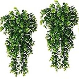 Dekorly 4pcs Fake Hanging Plants Kit with Pot and Plant Hanger, Artificial Pothos Vines Hanging Potted Plant Greenery for Home Living Room Indoor Outdoor Decor (Set of 4)-0