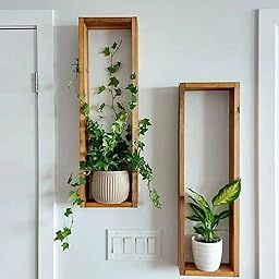 TreeEdge Arts 2 Set Long Wood Box Wall Décor - Wood Shelves - Rustic Décor - Plant Décor - Floating Box Shelves for Home Bedroom Living Room Garden Wedding Farmhouse Rustic Boho Wall Decoration-image-52