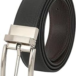 Reversible Faux Leather Tex Black/Brown Belt For Men-image-39