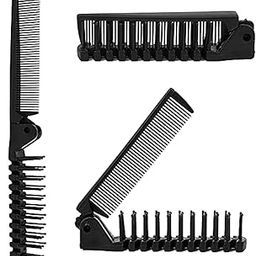 Fold-able Travel Hair Brush Comb Portable Folding Mini Pocket Double Headed Comb for Men's and Women's (Black 1)-image-50