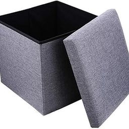 AATMNIVEDI 30X30X30 cm Folding Storage Ottoman ● Cube Footrest Stool Coffee Table Puppy Step Top Organizer Box Pouf Chest Single Seat- Grey●●-image-92