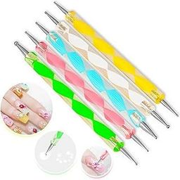 5 Pcs 2 Way Dotting Pen Tool Nail Art Tip Dot Paint Manicure kit (Set of 5)-5