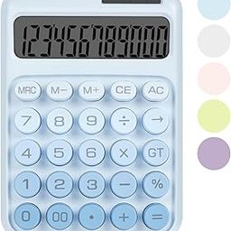 DANRONG Mechanical Switch Calculator with Big Buttons, Desktop, 12 Digits, Solar Battery Power, Large LCD Display, Cute Blue for Teachers, Students, Office-image-56
