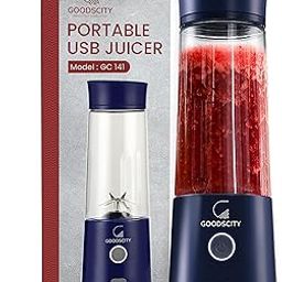 Blender For Smoothie And Juices | Portable Hand Blender For Kitchen | Usb Rechargeable Fruit Juicer | 6 Sharp Ss Blade | 400 Ml Food Grade Jar | Long Battery Life | 1 Yr Warranty–GC141-15