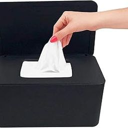 Baby Wipe Dispenser Non-Slip Wet Wipes Holder Tissue Storage Box Case with Lid for Home Office Car Keep Fresh (Black)-3
