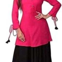Women Top and Skirt Set Viscose Rayon (Pink)|STYLE - 76 Women's Skirt Sets-image-56