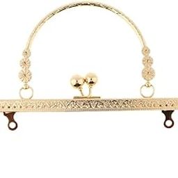 CALANDIS™ Squared Embossing Metal Purse Handbag Frame Kiss Clasp with Handle Gold | Handbag Accessories | Womens Handbags & Bags-23