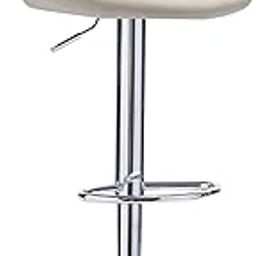 Oakcraft Louver Bar Chair for Breakfast Dining Stool Kitchen Island Counter Bar Stools Leatherette Exterior, Adjustable Swivel Chrome Gas Lift, Steel Footrest & Base (Cream)-image-59