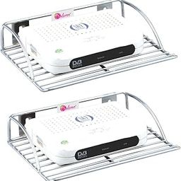 solemn Set Top Box Stand: Elegant, Durable, and Space-Saving Design for Your Entertainment Setup | Wall Mount Stylish WiFi Router Holder TV Cabinet Living Room Furniture (Pack of 2)-29