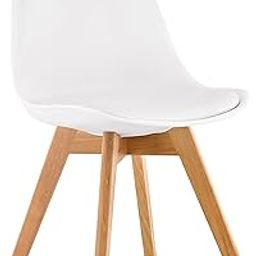 Amazon Brand - Umi Scandinavian Modern Mid Century Classic Style Molded Plastic Side Dining Room Chair with Natural Wood Leg, Heavy Duty for Dining Room for Cafeteria, Restaurant Chair in White Color-image-51