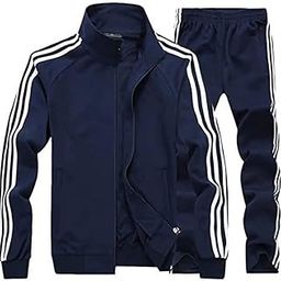 Men's Athletic Gym Running Sports Track Suit front zipper-picture-3