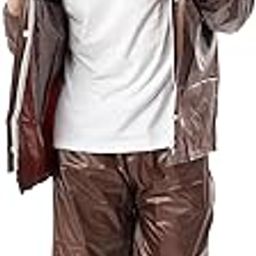 Men's PVC Waterproof Long Sleeves Adjustable Hooded & Zipper Top And Bottom Jacket Rainsuit & Pant Set For Rainy Weather |Biking-image-8
